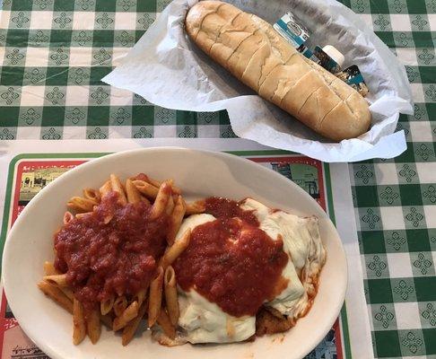 Bread and eggplant parmigiana