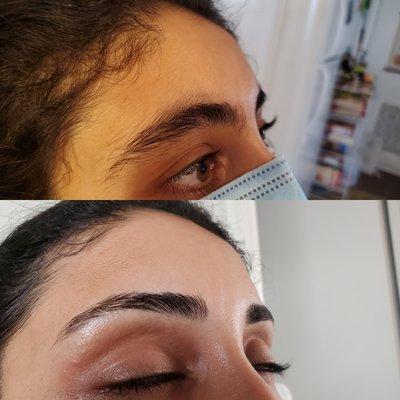 Before & after threading and shaping eyebrows