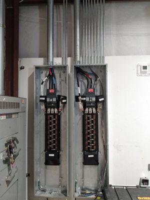 Installed two 400amp panels for a customer to run and operate his business .