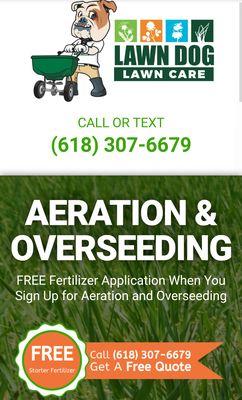 Lawn Dog lawn aeration and overseeding