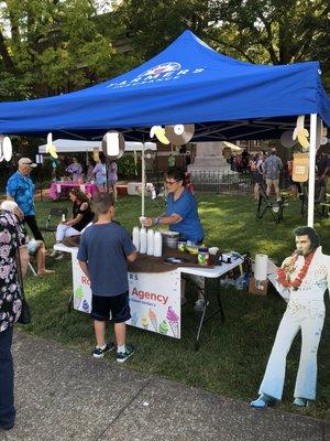 Serving up the 1st place winning Peanut Butter and Banana Ice Cream at the Downtown Paris Association's ice Cream Social