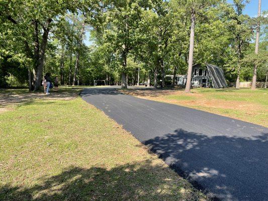 Asphalt driveway.