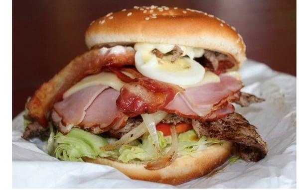 Chivito. National sandwich of Uruguay.