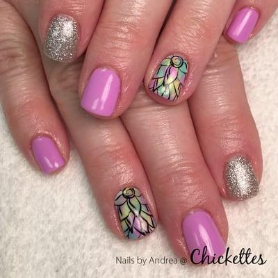 Gel polish manicure with nail art