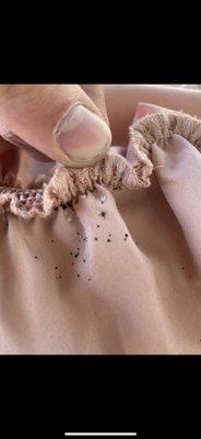 The whitish purl is the bed bug eggs and the black is bed bug feces.