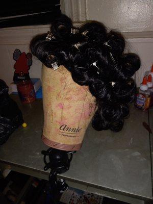 Pin curls on my wig