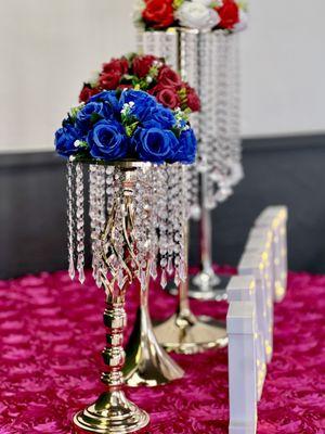 Gold and silver crystal centerpieces