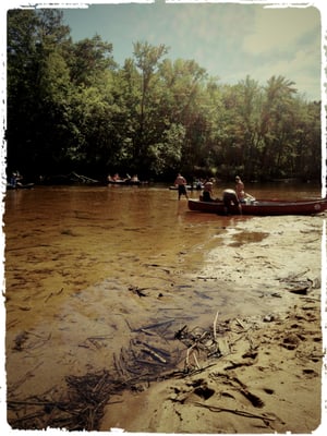 Stopping at one of the many small beaches along the river.