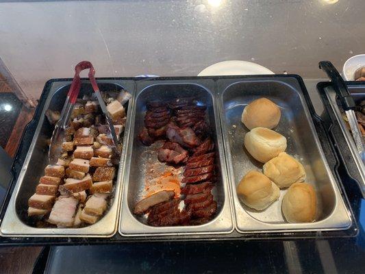 Chinese roast pork, char siu, rolls