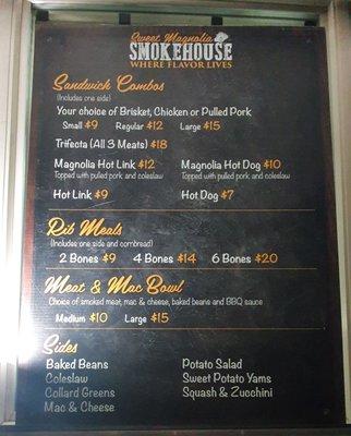 Menu for Sweet Magnolia Smokehouse Bbq