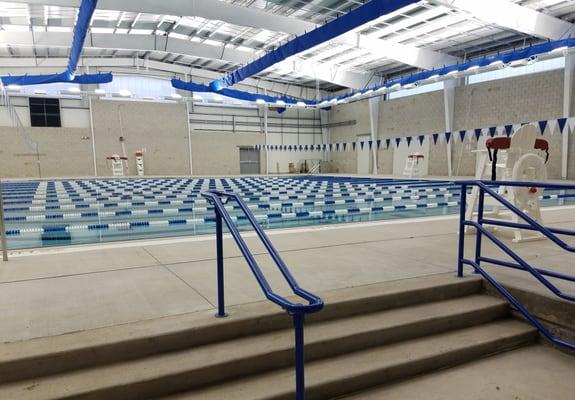 Great view of our main competition pool as you enter our facility.