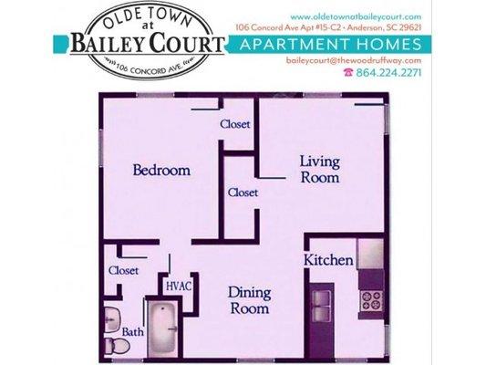 1 Bedroom Garden 650 sqft Starting at $675