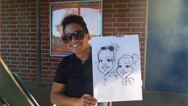 They had family fun night and a caricature artist name Kevin was there drawing photos!