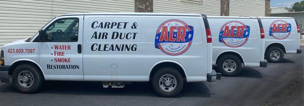 We operate a fleet of vans equipped with top of the line cleaning and restoration equipment.