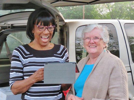 Shirley Johnson (left) is the manager you want to see for all market information.  Beside her is Donna, baker and handcrafter.