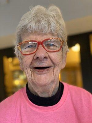 G'Ma is smiling with her new Electric Lady frames by Coco Song!