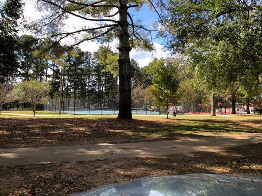 Tennis and basketball courts.