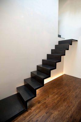 Custom interior blackened steel staircase