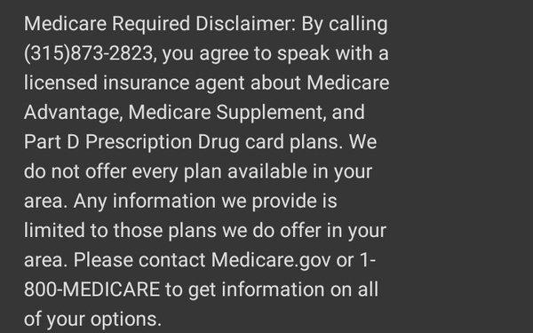 Medicare required disclaimer: We are always here to assist Medicare beneficiaries with their health plan needs Monday thru Friday 8 am 5pm