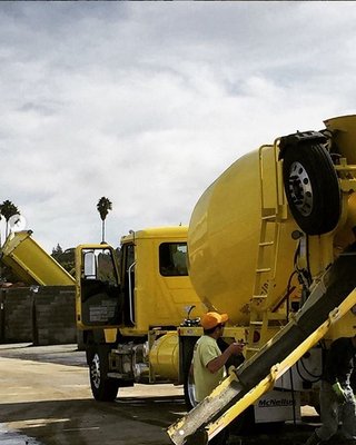 One of the Mixers Unloading Ready Mix