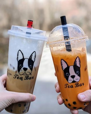 Salted Cream Coffee w/ Boba & Thai Tea w/ Boba