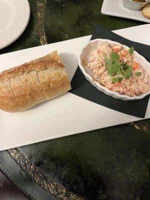 Lobster salad with garlic crostini