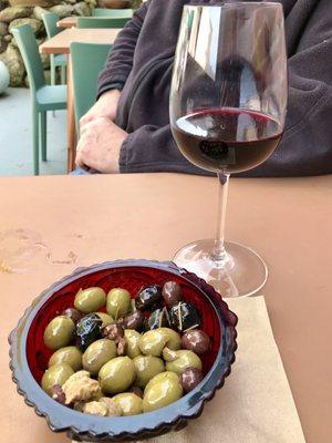 Olives for 2 and wine