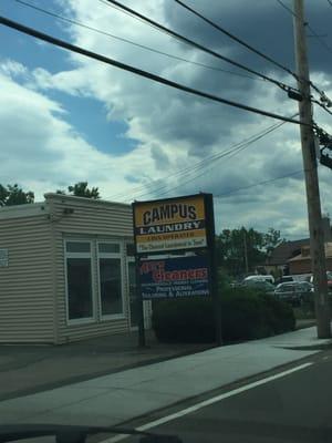 Campus Laundry of Franklin -- 122 Emmons Street / Route 140, Franklin            Sign & Exterior