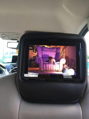 Headrest with tablet installed.