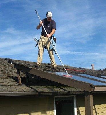 Glass awnings aren't too useful if you can't see through them because of the dirt.