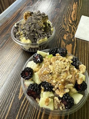 Berry Acai Bowl + Peanut Butter Acai Bowl