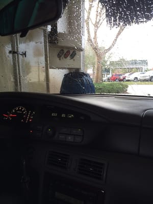 Car wash is broken! $8 for nothing. Sitting here afraid to move. It ink washed the front of the car. Ha!