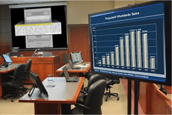 Trial Graphics and Trial Director in courtroom