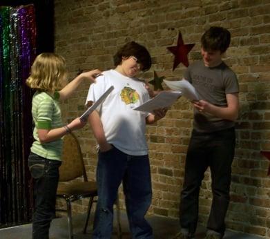 Stella, Evan, and Henry rehearse "Just An Ordinary Day," circa 2009.