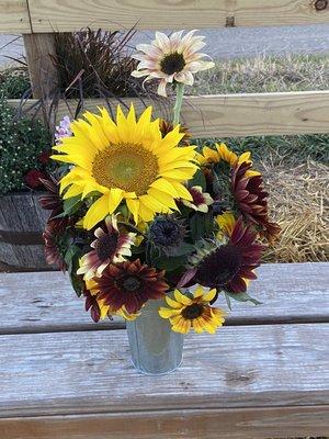 Fresh Sunflower florals created at Center Grove Orchard