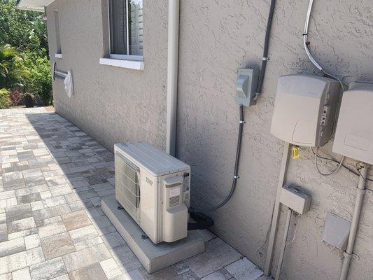 Mitsubishi ductless mini split installation.