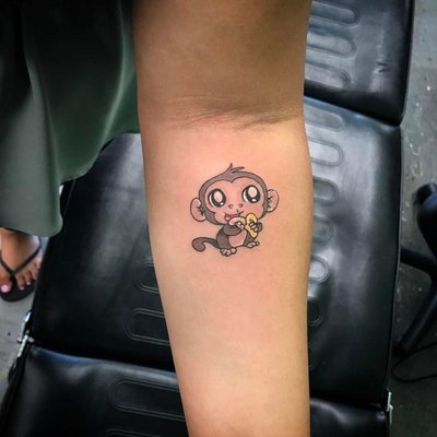 My daughters precious monkey tattoo