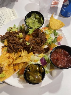 Pulled beef nachos.. no cheese, as this is a kosher restaurant