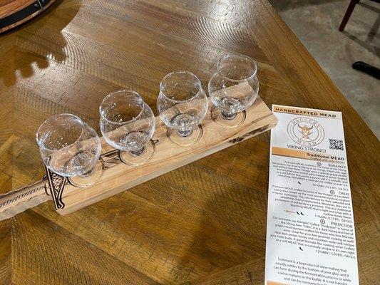 Menu and the mead flight