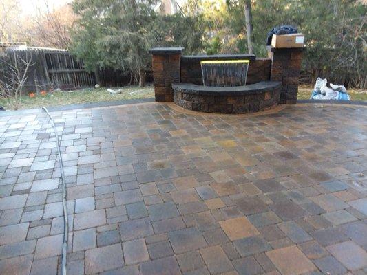 Paver patio & water feature installation.