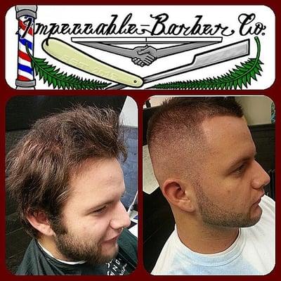 Before and After.  Fade and beard line up by Robby.