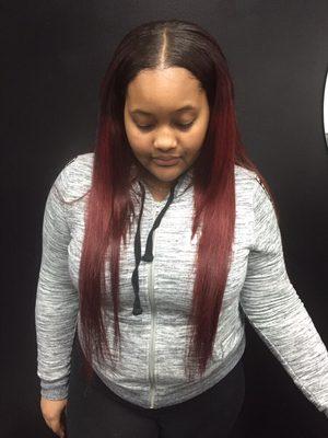 Custom color and minimal leave out sew in