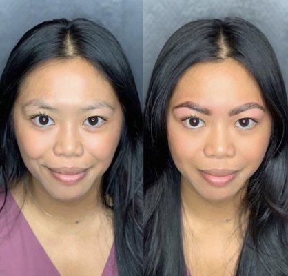 Before and after Brow Lamination and Tint