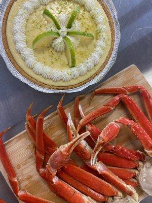 Snow crab legs and key lime pie