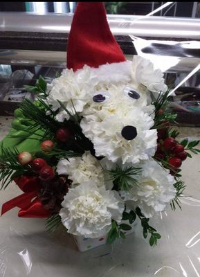 Christmas flower dog