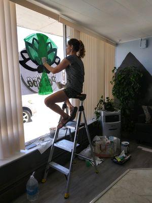 Our resident muralist, miss Karlee, hard at work being amazing!