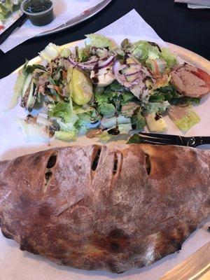 Calzone with side salad.