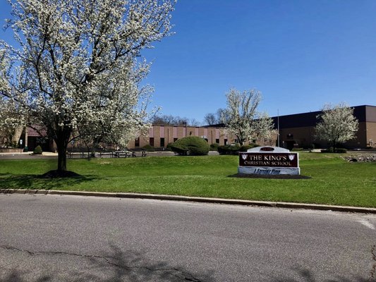 The view of the building from the front street.