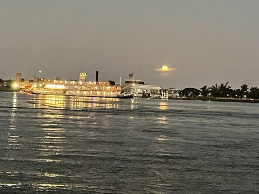 Moon rising over the Mississippi.