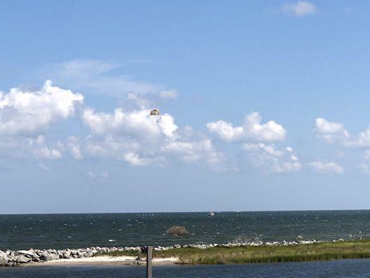 View of the riders from the dock.